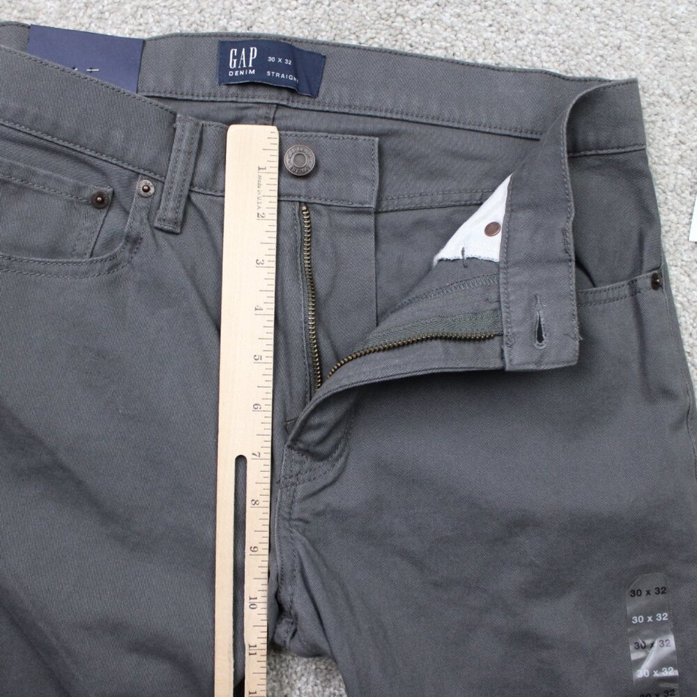 GAP Denim Chino Pants NWT Mens 30x32 Gray Straight Leg Flat Front Mid Rise - Picture 9 of 15